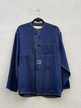 Vintage 90s Paul Smith Indigo Blue Linen Chore Coat Jacket Made in England